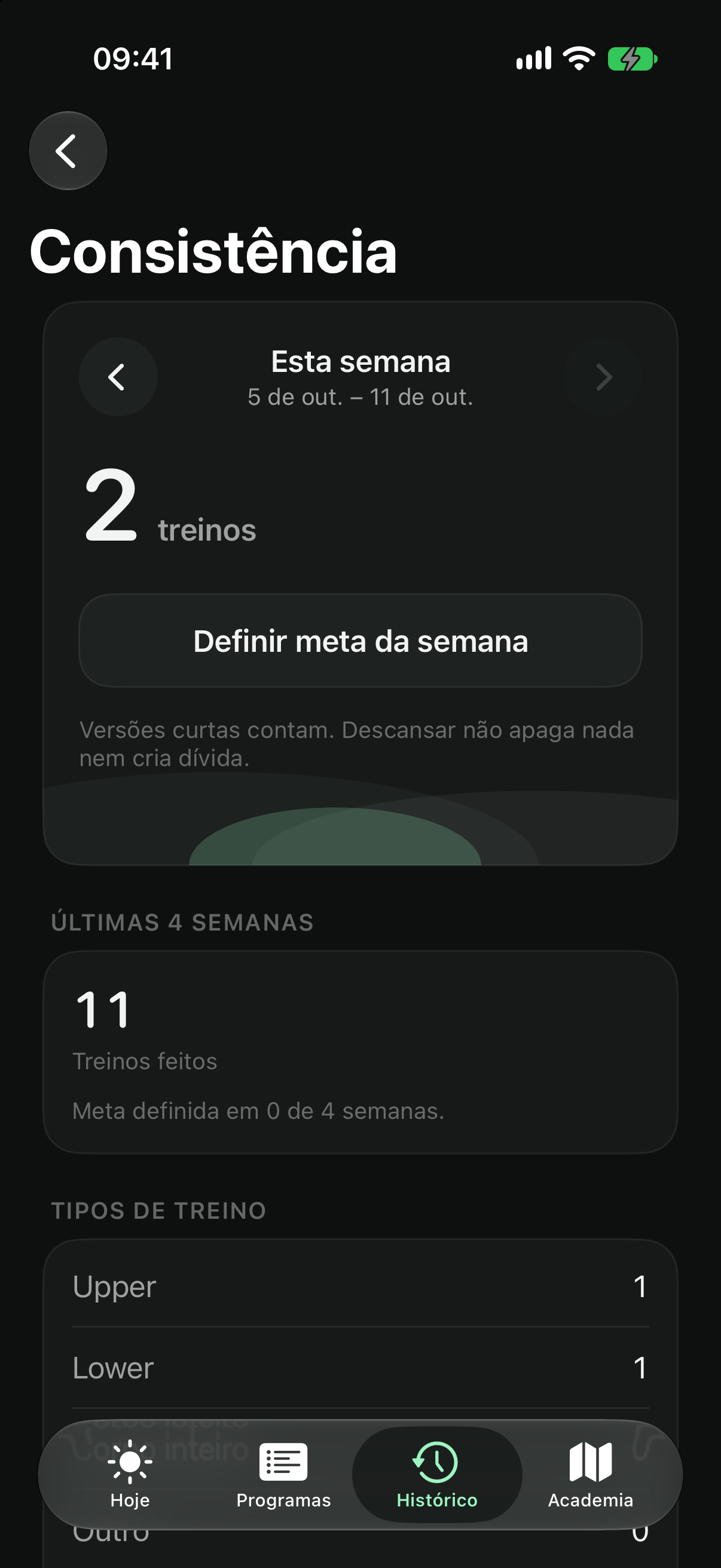 Consistência da semana e do mês