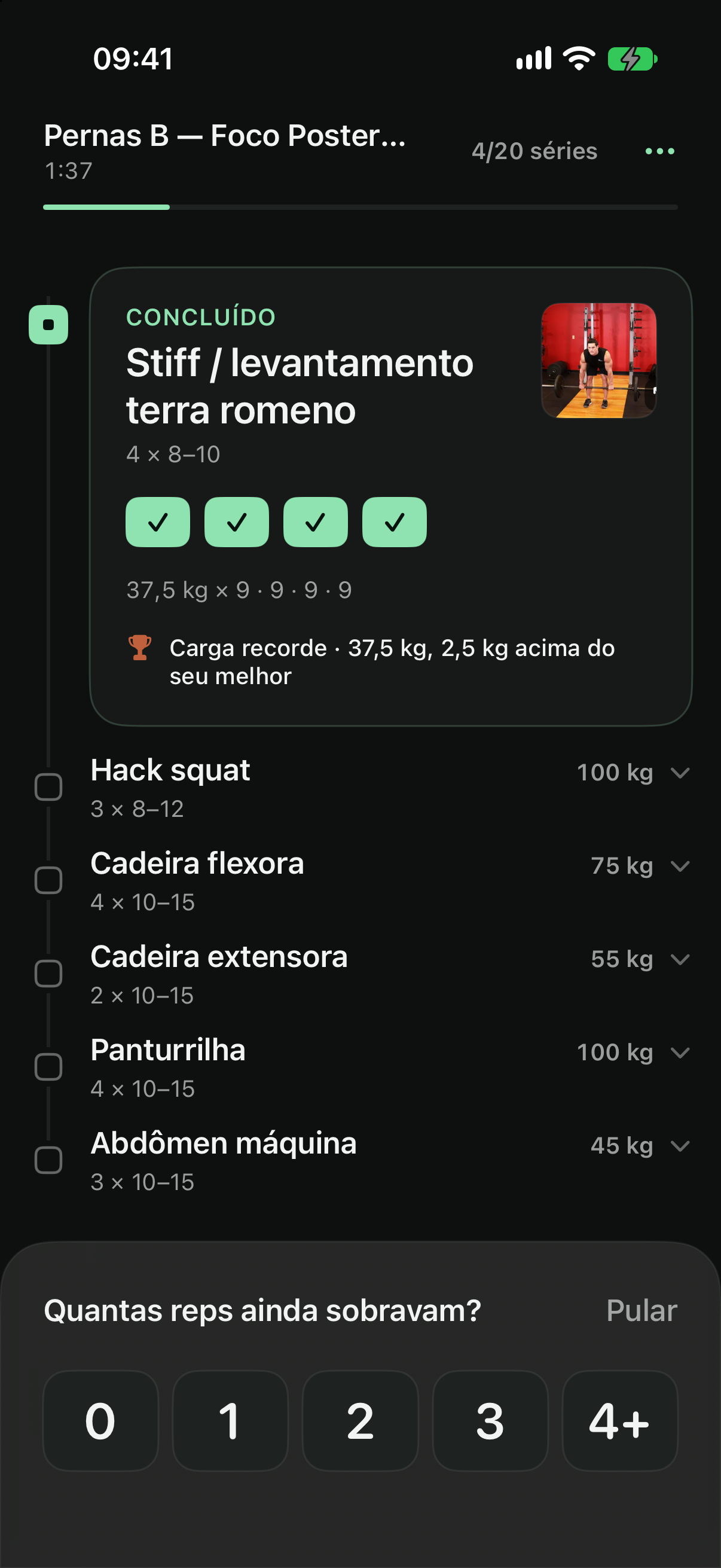 Exercício concluído com recorde de carga
