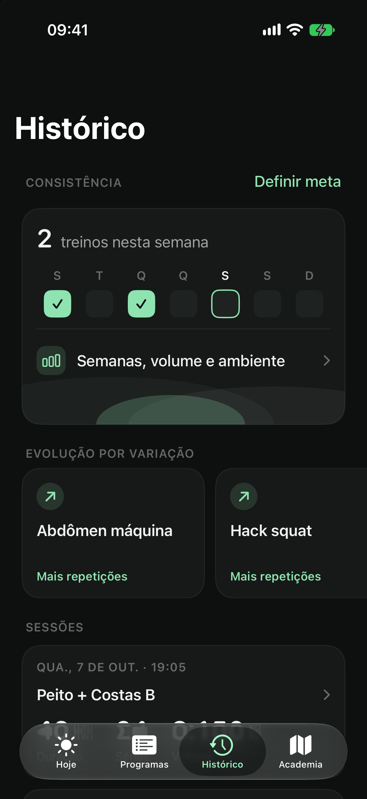 Histórico da semana